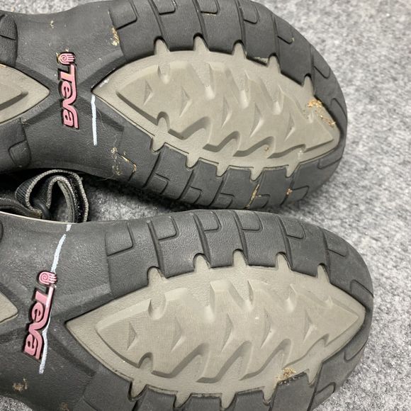 Teva Sandals Women 6.5 Black Gray Open Toe Strappy Shoes Hook & Loop Close - Picture 11 of 11